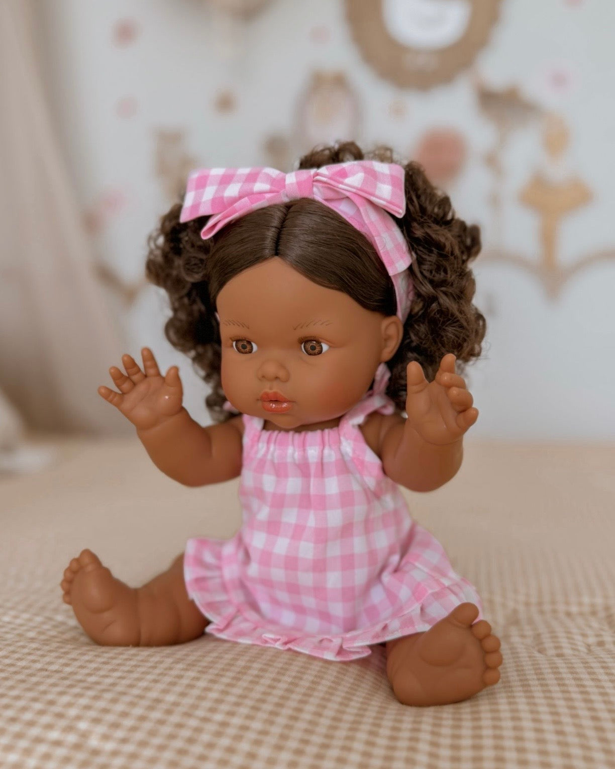 Sleeveless summer ruffle hem dress + Bow set ex GST