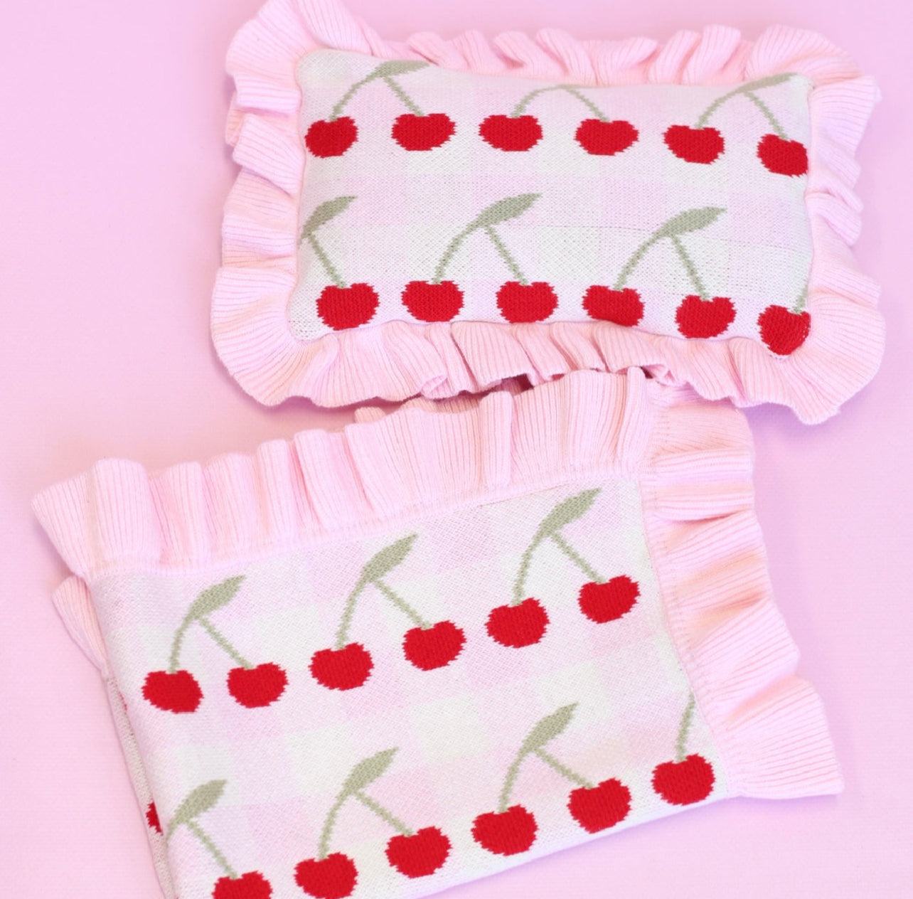 PRE ORDER Cherry gingham Luxury dolls bedding set (blanket + Pillow)$35.45 ex gst