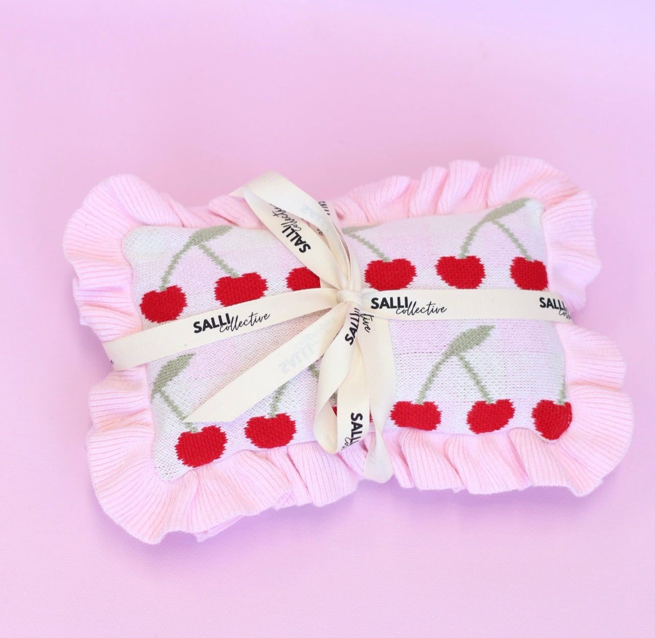 PRE ORDER Cherry gingham Luxury dolls bedding set (blanket + Pillow)$35.45 ex gst