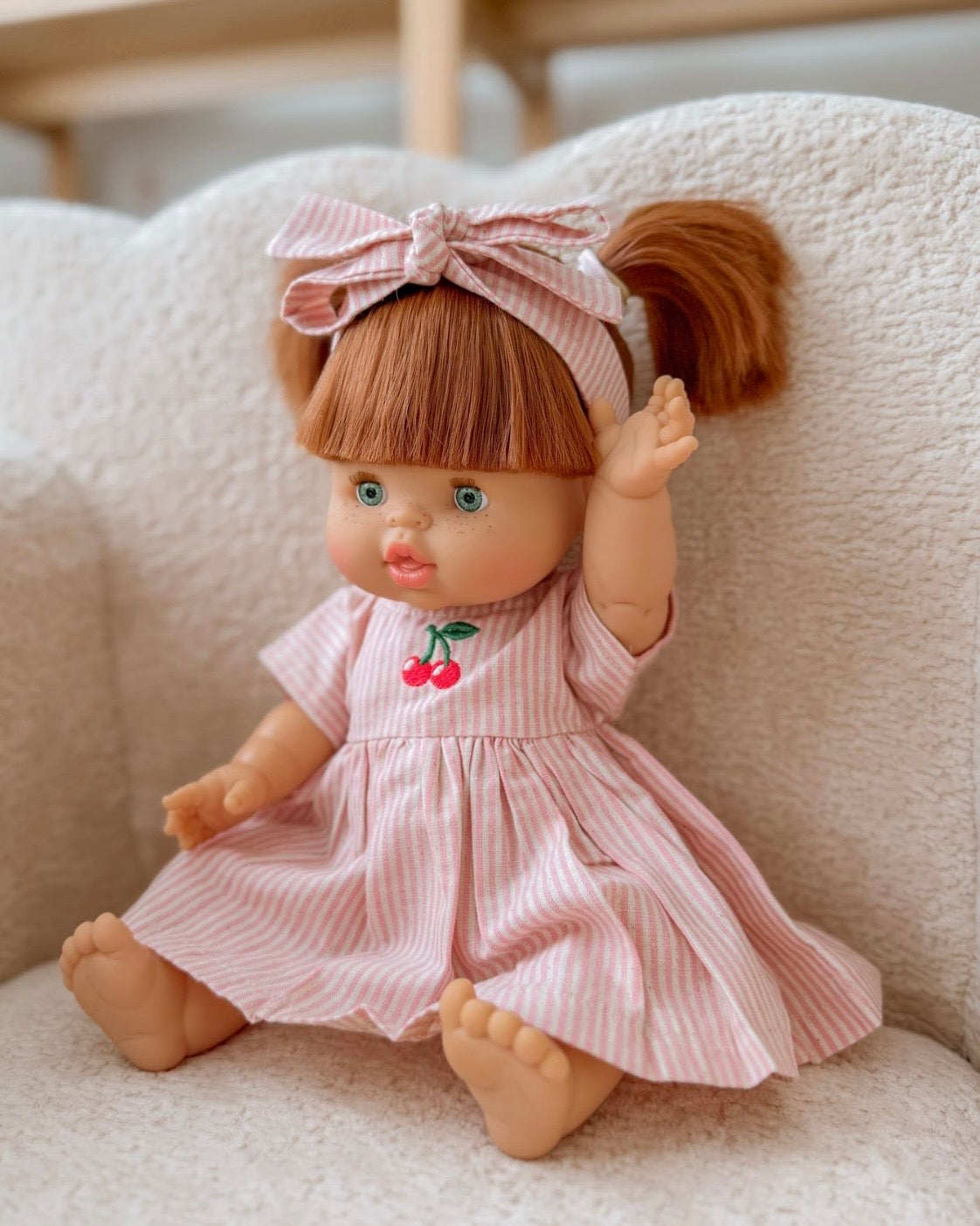 Dusty Pink Cherry 🍒 Chloe dress + Bow set ex GST