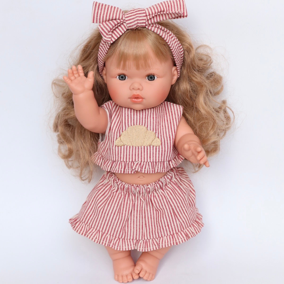 3-piece set in Croissant vintage Red Ivory pinstripe set ex GST