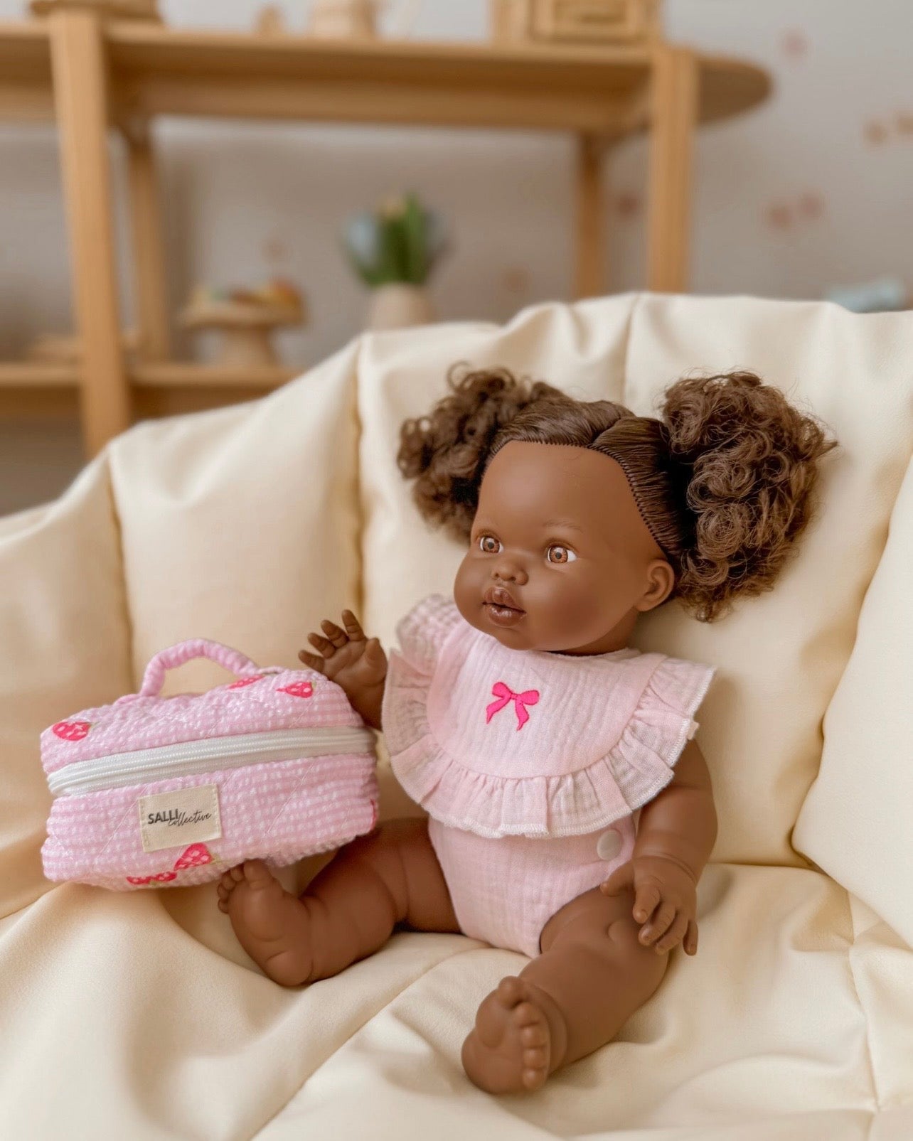 Blushing pink bow bib and Diaper set ex GST
