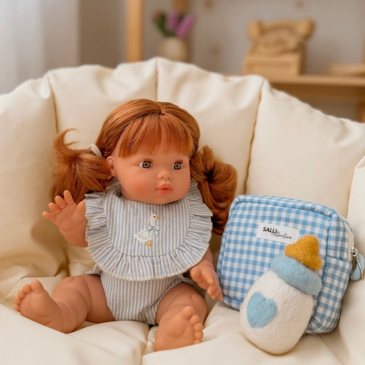 Blue striped Goose Bib + Diaper set ex GST