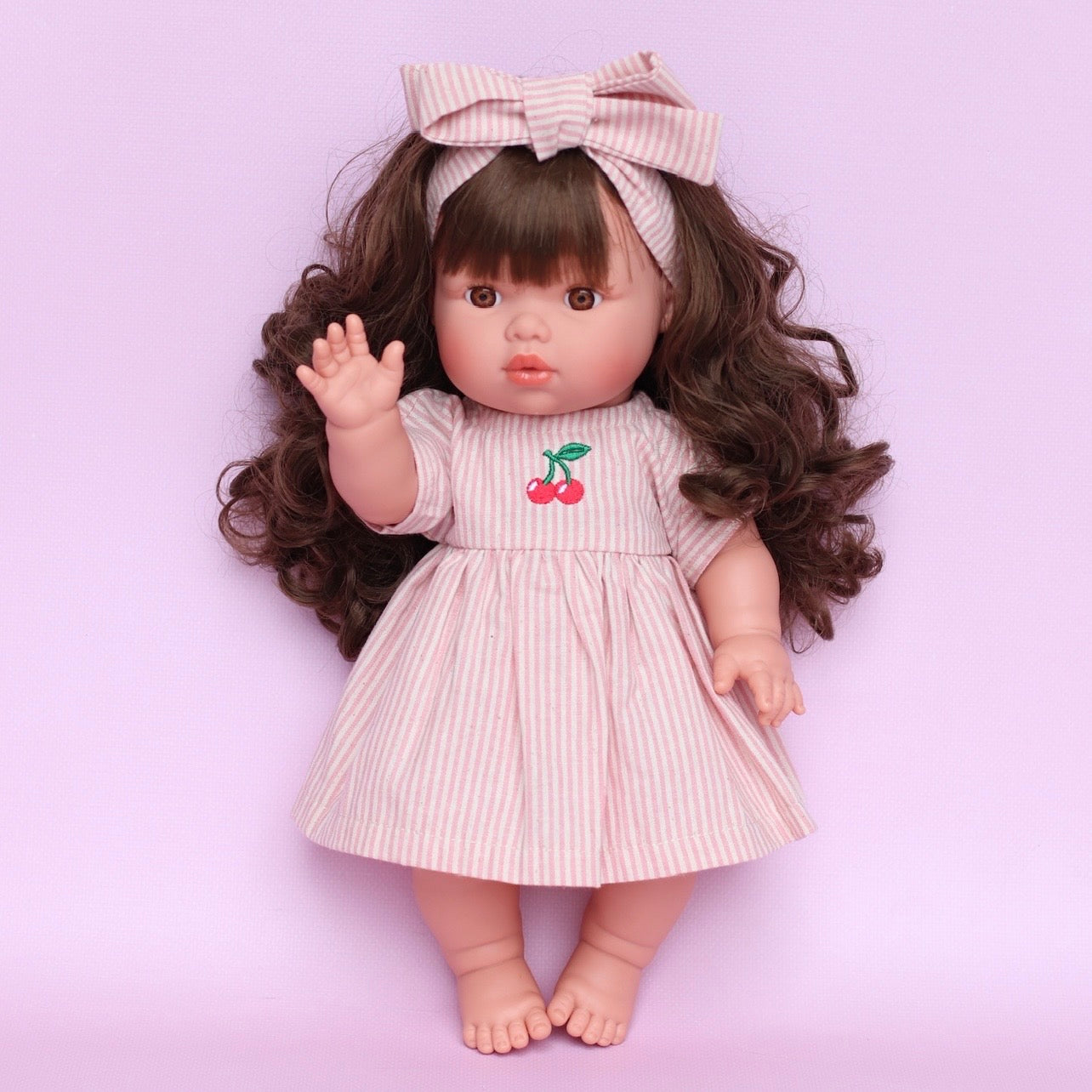 Dusty Pink Cherry 🍒 Chloe dress + Bow set ex GST
