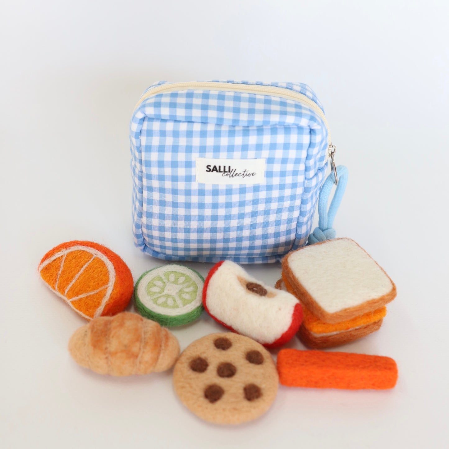 Dolly lunch pack - Blue Gingham 8 pce set (ex gst)