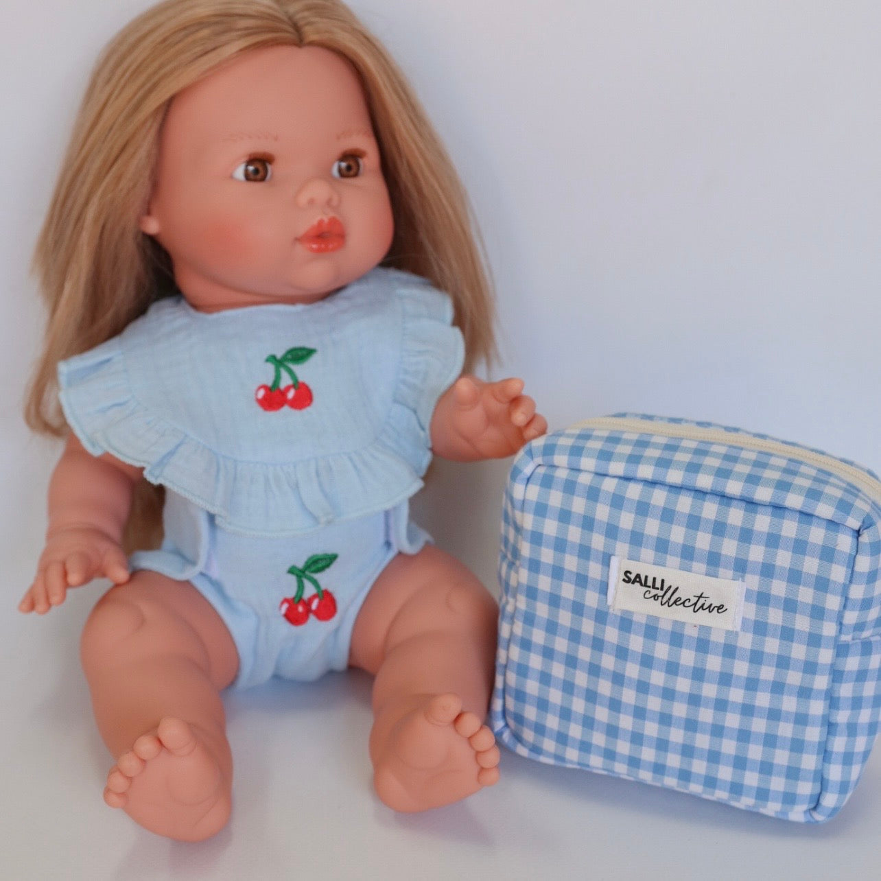 Dolly lunch pack - Blue Gingham 8 pce set (ex gst)