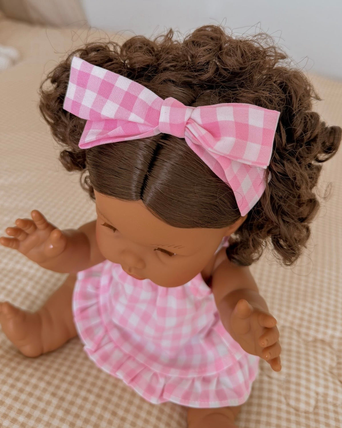 Sleeveless summer ruffle hem dress + Bow set ex GST