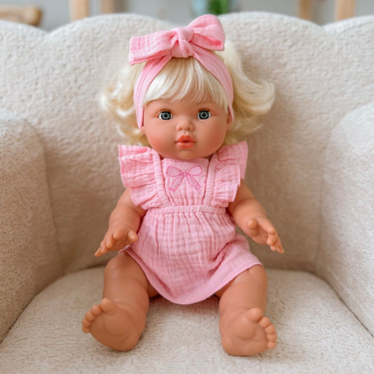 IN STOCK Pink Petal Bow dress + Bloomers + bow set ex GST