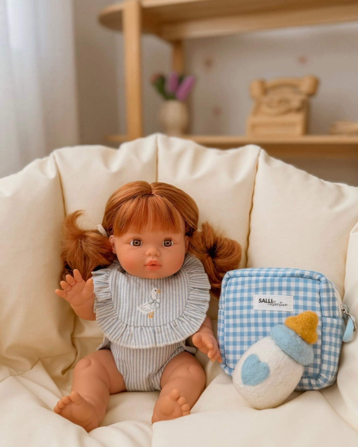 Blue striped Goose Bib + Diaper set ex GST