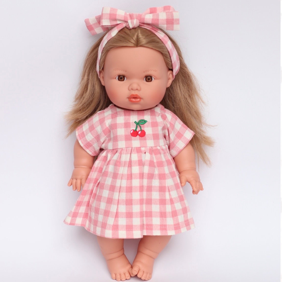 Blush Cherry 🍒 Gingham Chloe dress + Bow ex GST