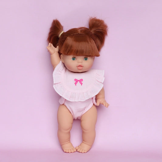 Blushing pink bow bib and Diaper set ex GST